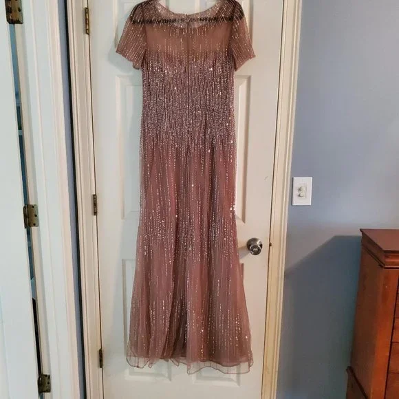 Montage by Mon Cheri Dark Taupe beaded gown - Picture 7 of 13